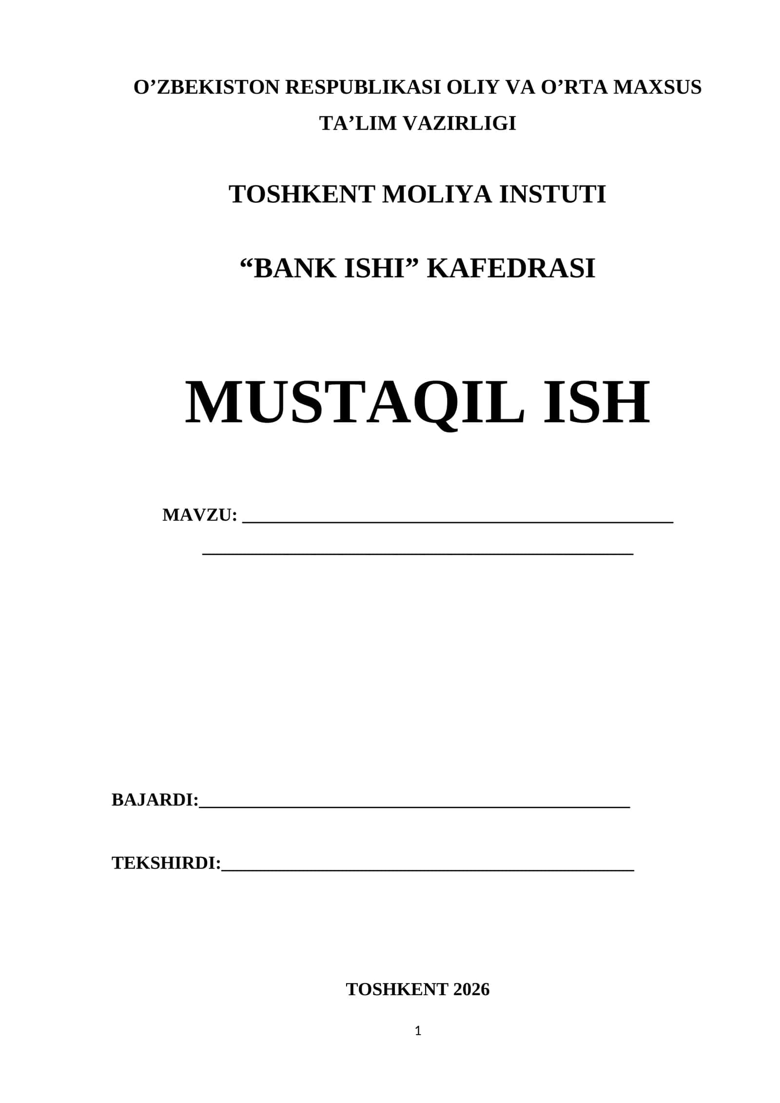 Mustaqil ish yuzi