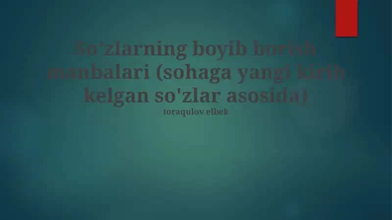 Yangi so'zlar lug'ati