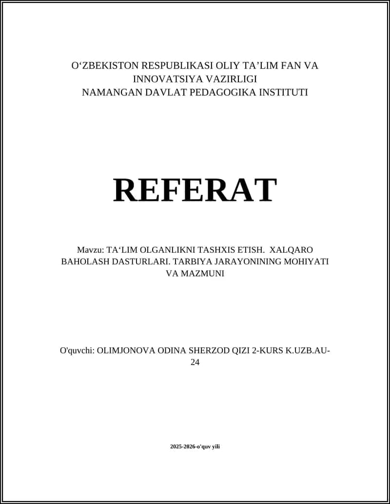Ta'lim olganlikni tashxis etish