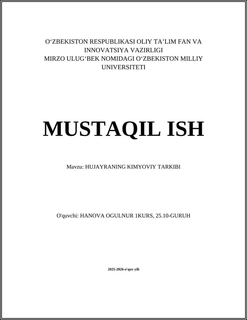 Hujayraning kimyoviy tarkibi