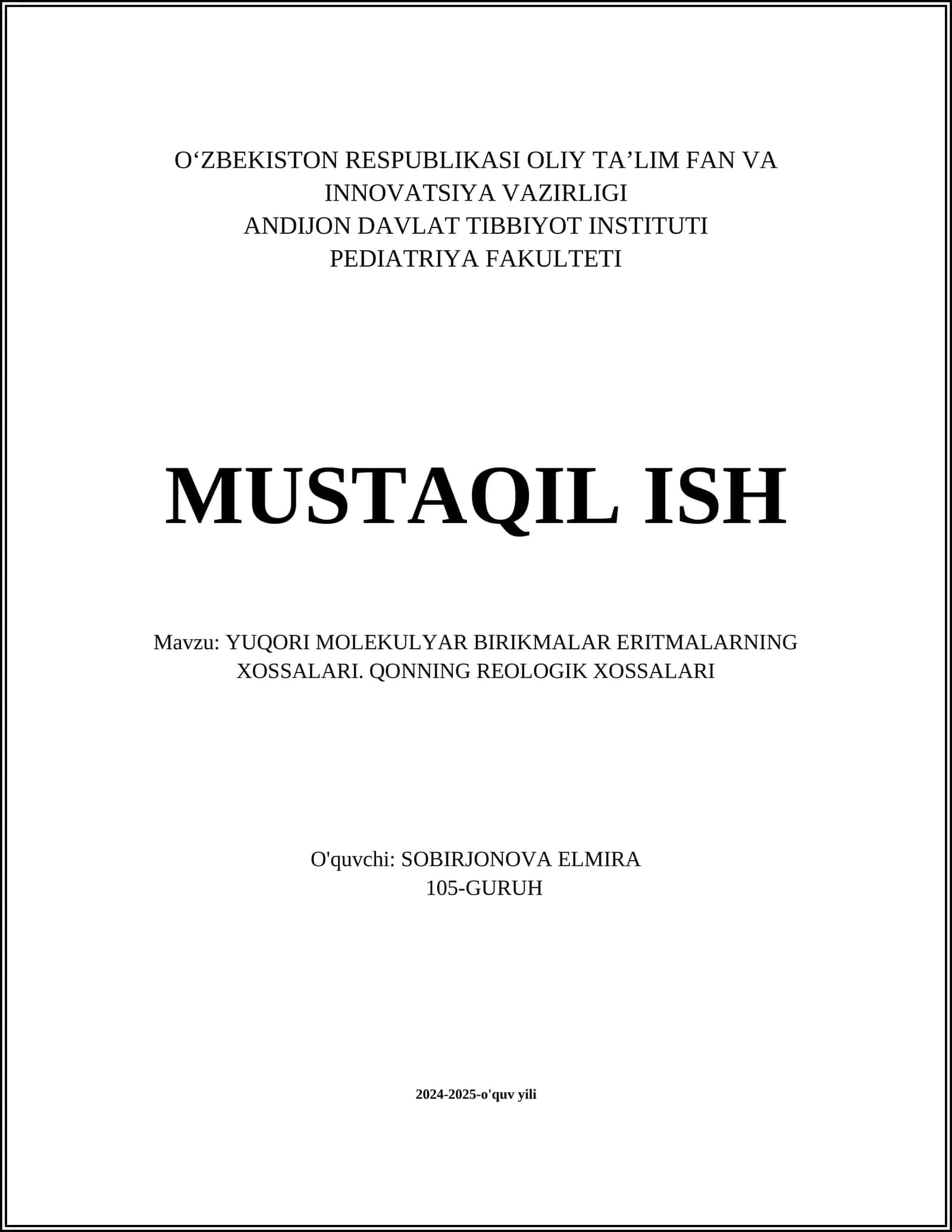 Yuqori molekulyar birikmalar eritmalarning xossalari