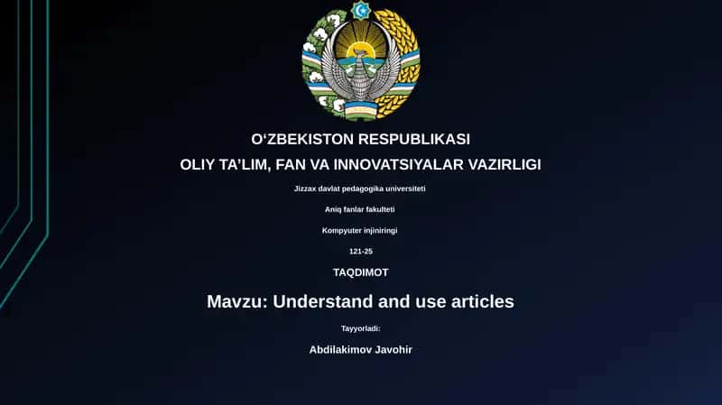 Understand and use articles
