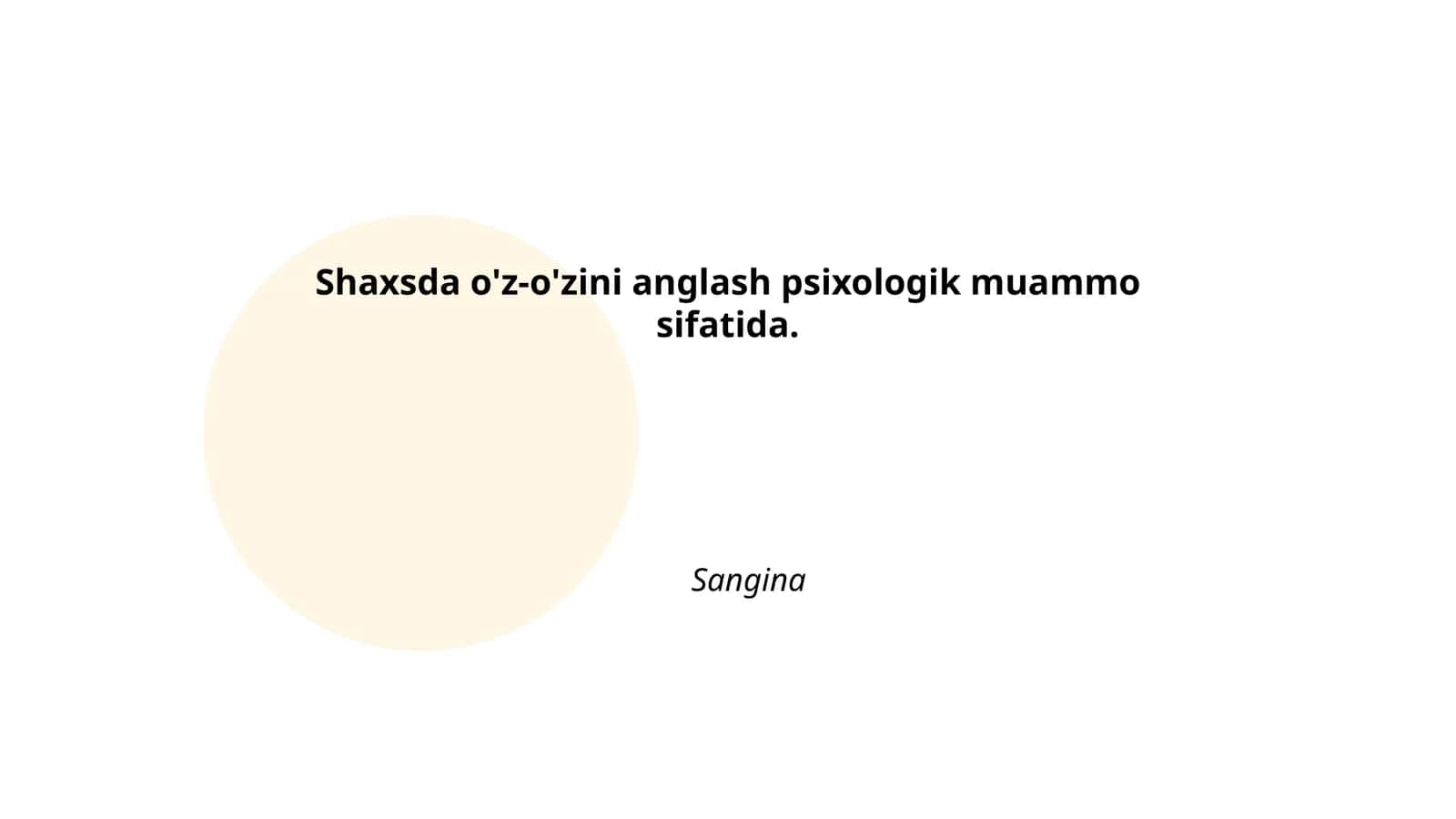 Shaxsda o'z-o'zini anglash