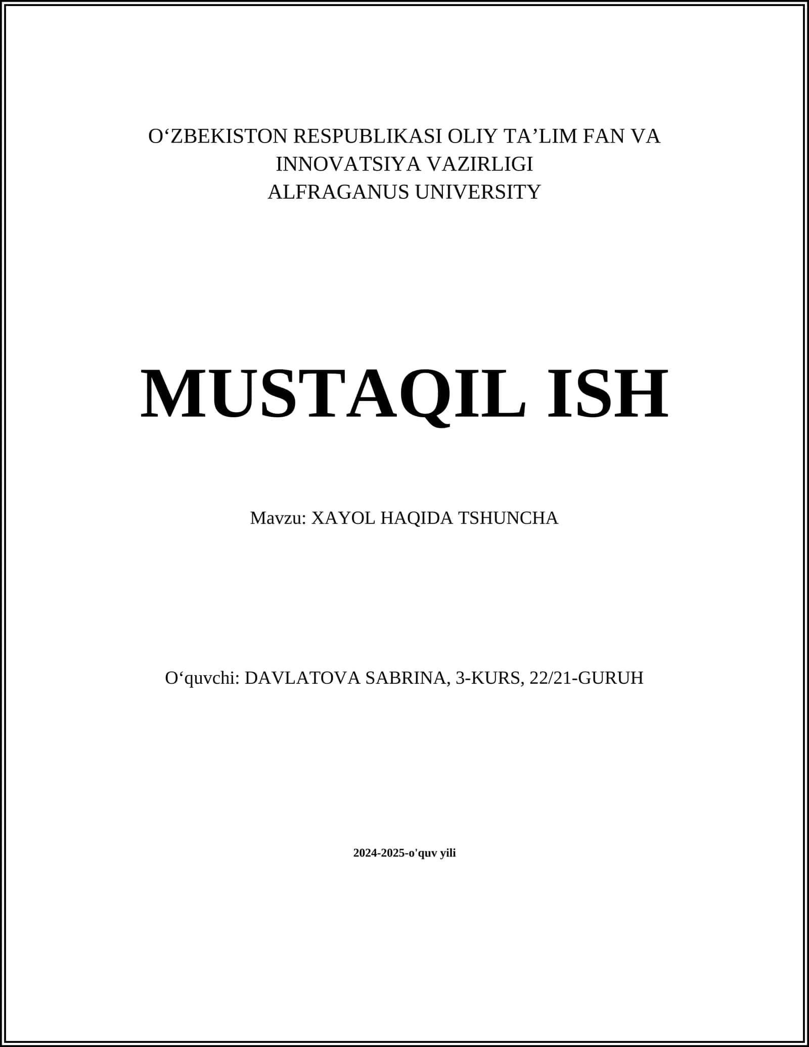 Xayol haqida tushuncha