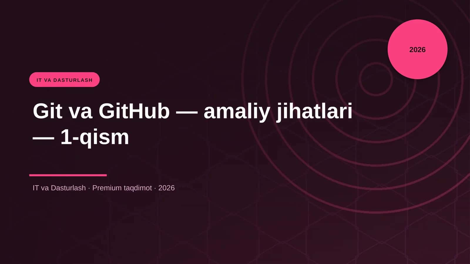 Git va GitHub — amaliy jihatlari — 1-qism