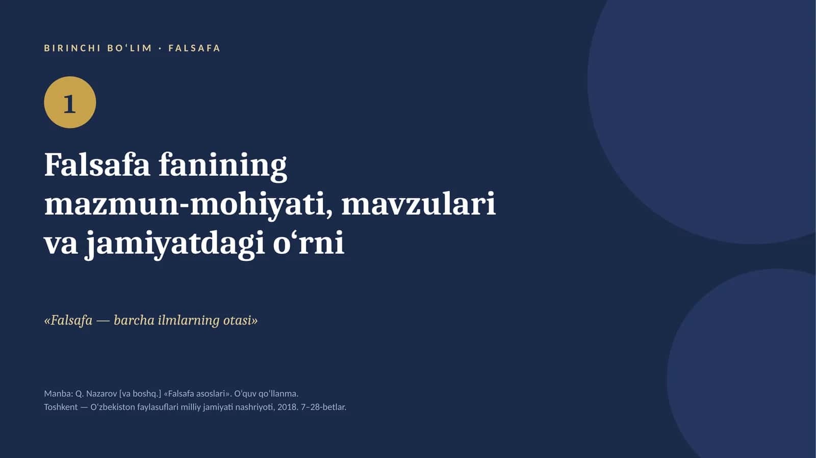Falsafa fanining mazmun-mohiyati