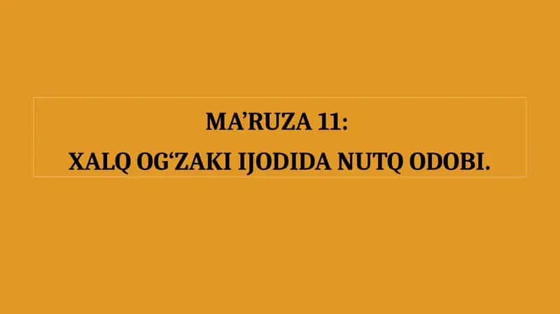 Xalq og‘zaki ijodi
