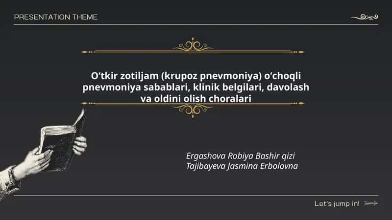 Oʻtkir zotiljam (krupoz pnevmoniya) oʻchoqli pnevmoniya sabablari, klinik belgilari, davolash va oldini olish choralari