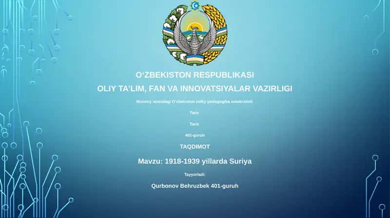 1918-1939 yillarda Suriya