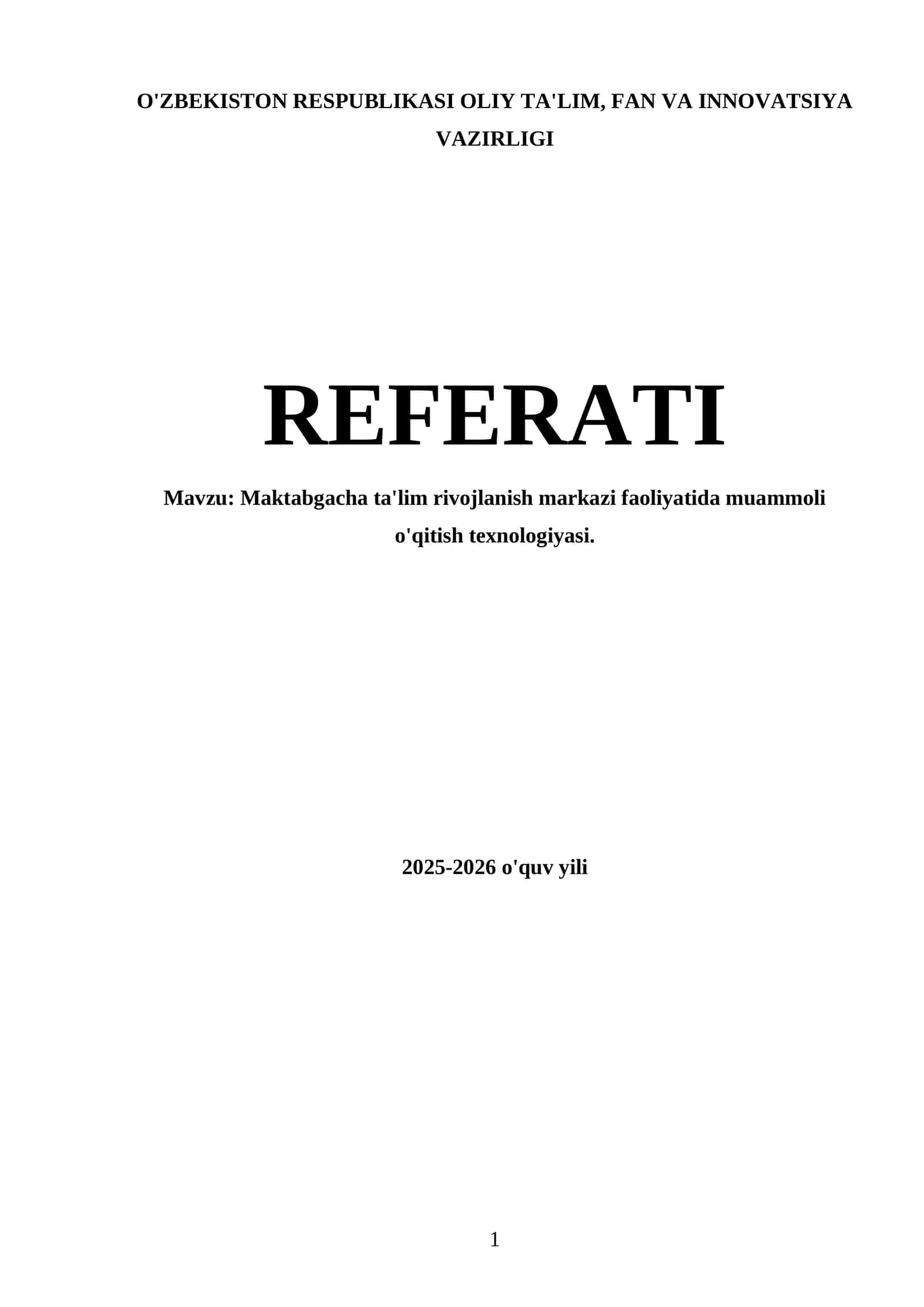 Maktabgacha ta'lim rivojlanish markazi faoliyatida muammoli o'qitish texnologiyasi