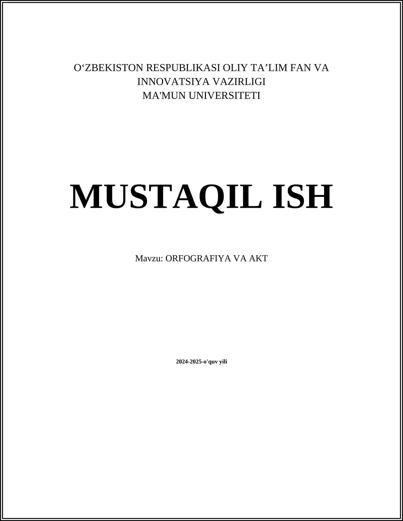 ORFOGRAFIYA VA AKT