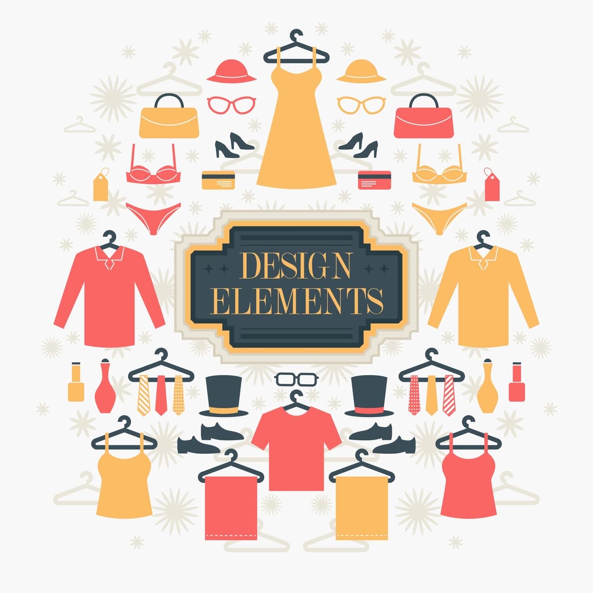 Xarid qilish moda elementlari fon | Shopping fashion elements background