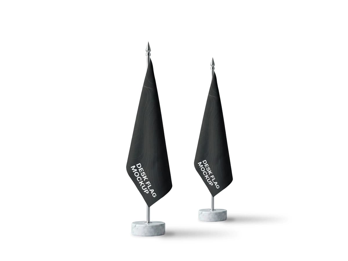 Qora stol bayroq maketi | Black desk flag mockup set