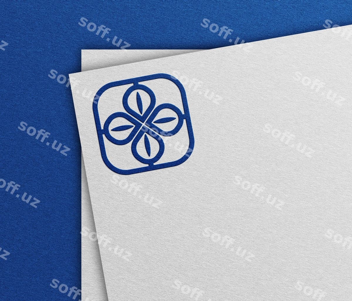 Ko'k logotip namunasi oq qog'oz | Blue logo mockup white paper