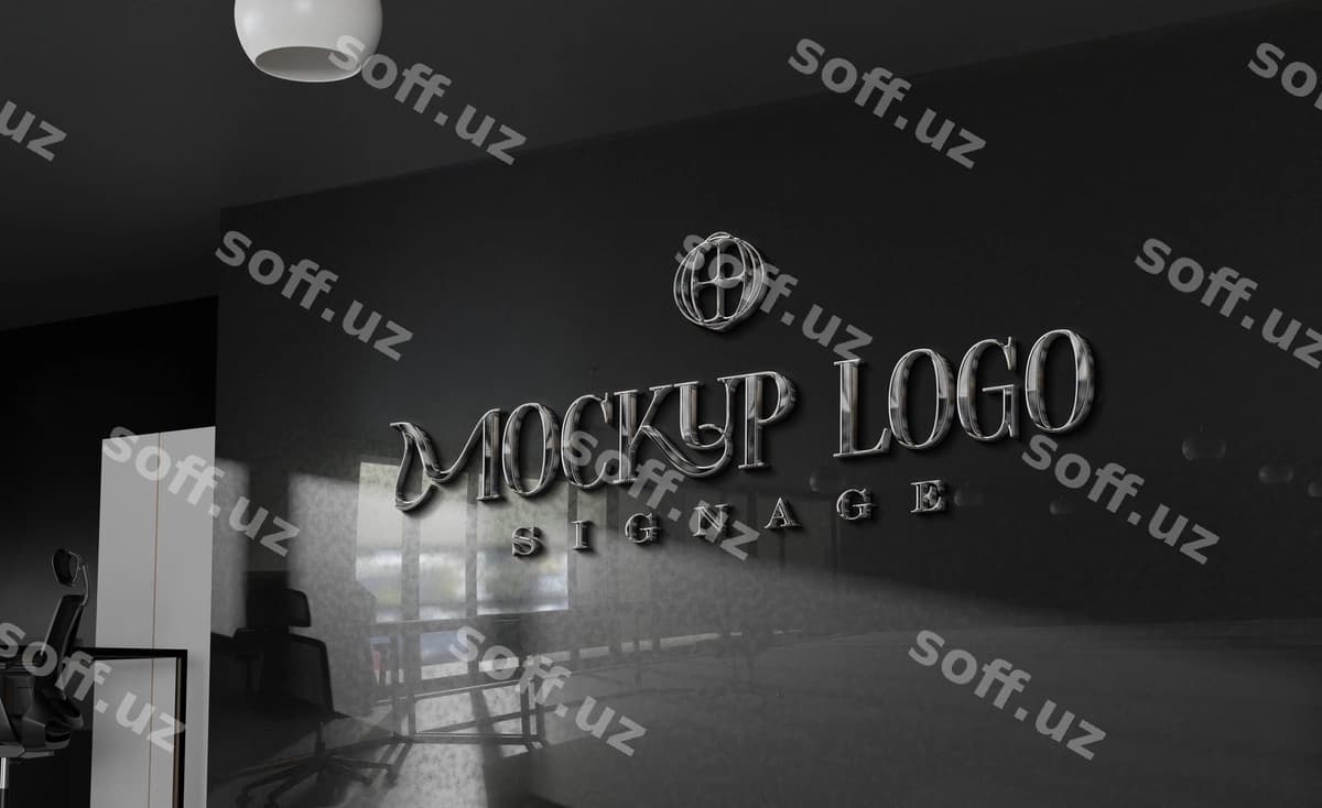 Chrome logotip effekt mockup | Chrome logo effect mockup