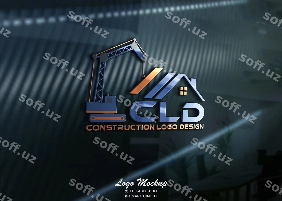Qurilish logotip dizayn namunasi | Construction logo design mockup