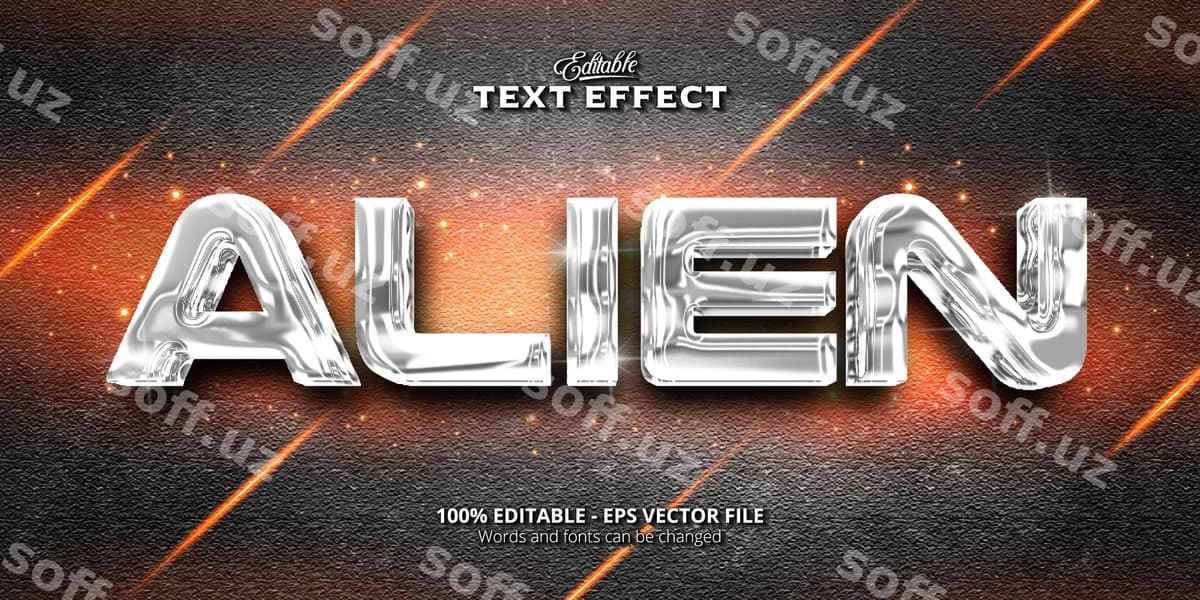 Tahrirlanadigan matn effekti begona matn | Editable text effect alien text