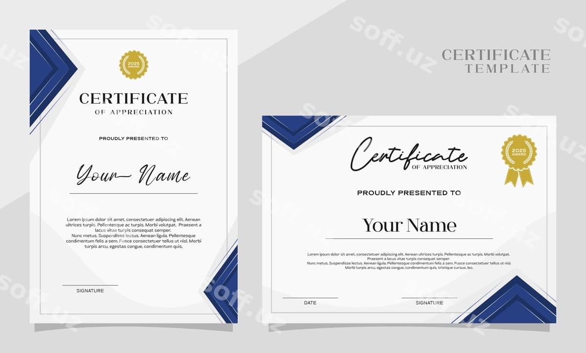 Elegant sertifikat erishish shabloni | Elegant certificate achievement template