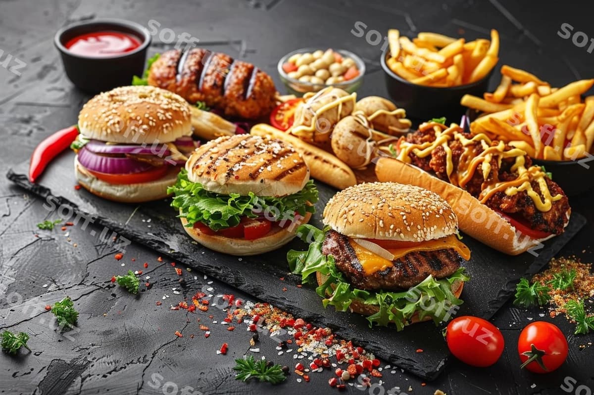 Fast-food uch qirra broshyura | Fast food trifold brochure