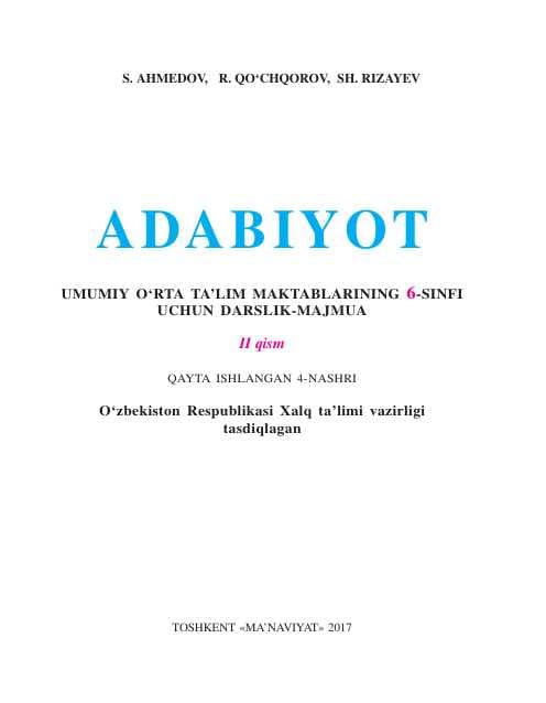 6- sinf adabiyot yangi darslik 2- qismi