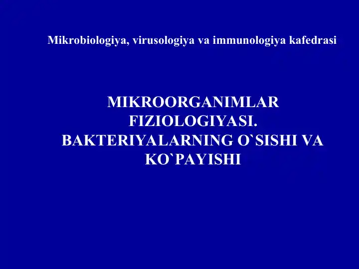 Bakteriyalar fiziologiyasi