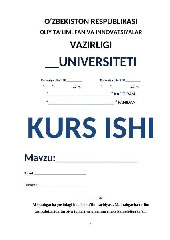 Maktabgacha yoshdagi bolalar ta’lim tarbiyasi. Maktabgacha ta’lim tashkilotlarida tarbiya turlari va ularning shaxs kamolotiga ta’siri