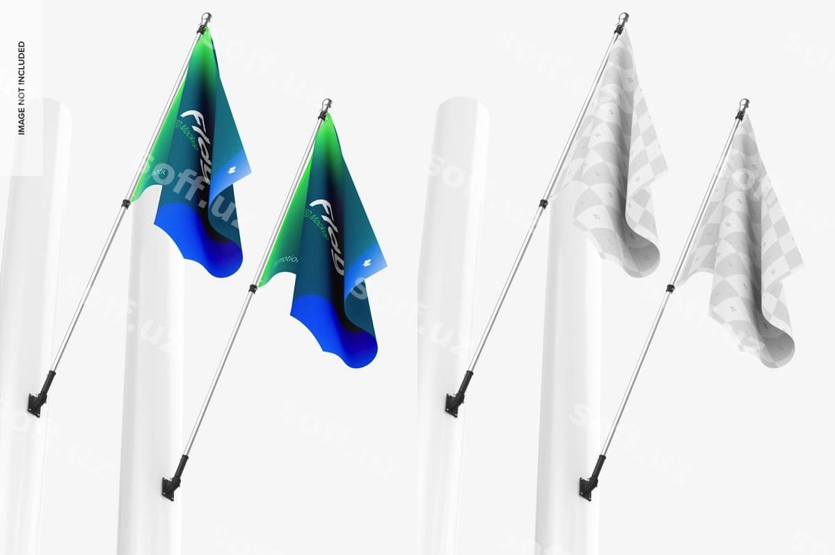 Bayrak namunasi pastki burchakdan ko'rinish | Flag mockup low angle view
