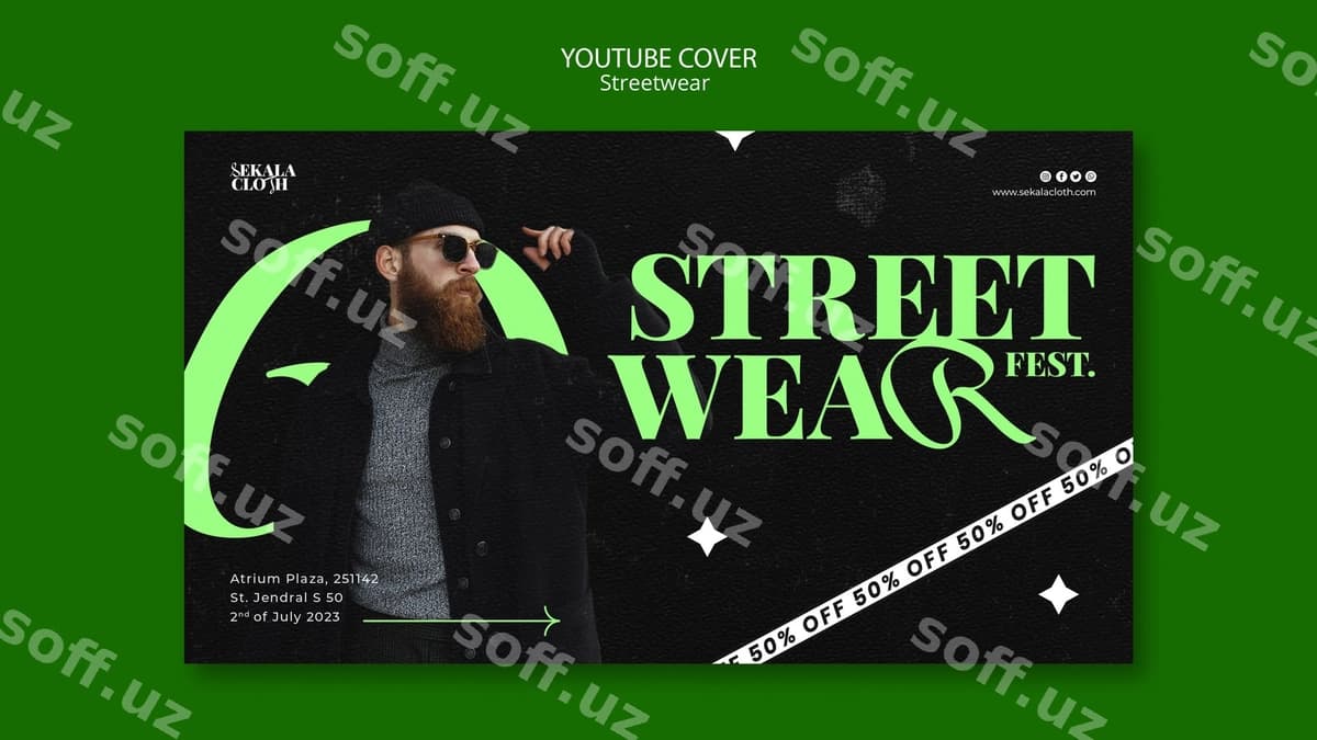 Tekis dizayn streetwear Youtube cover | Flat design streetwear youtube cover