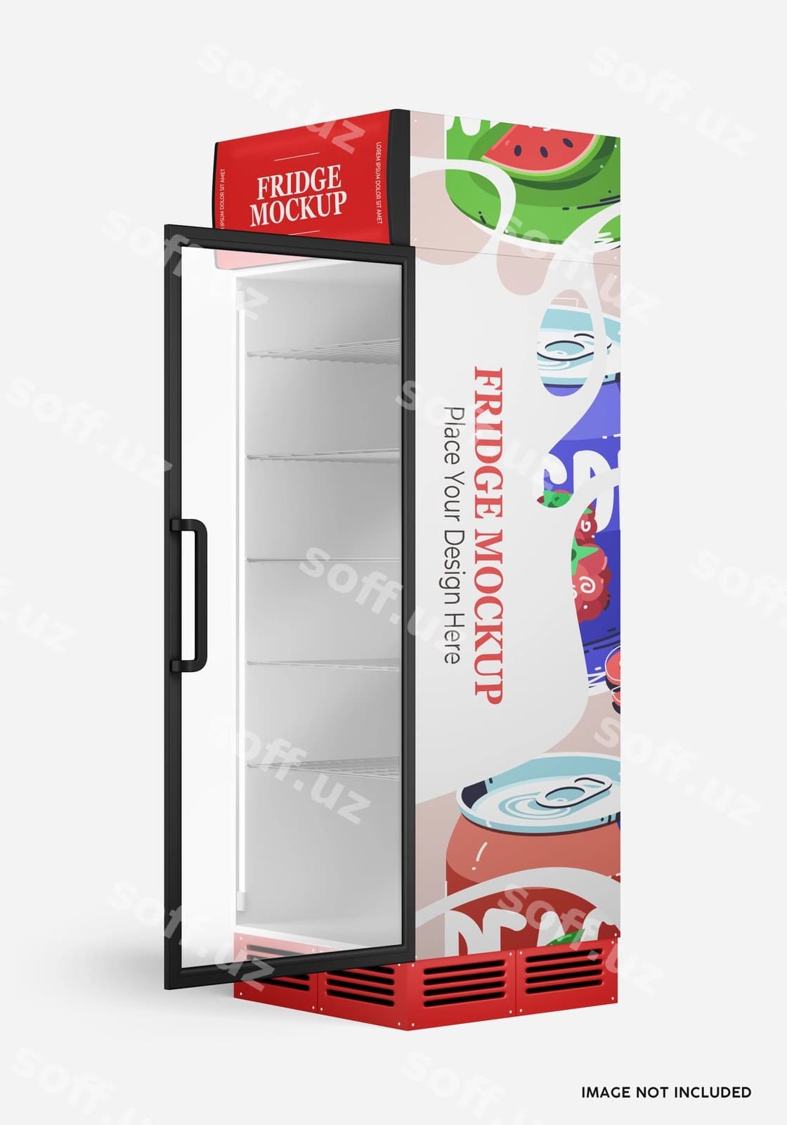 Shisha eshikli holtzozma mockup | Glass door fridge mockup