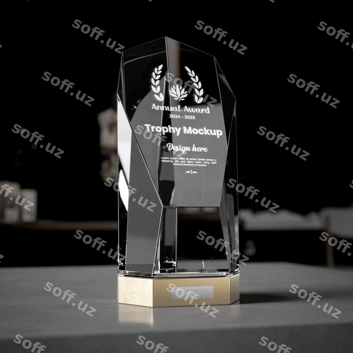 Shisha sohib namuna dizayni | Glass trophy mockup design