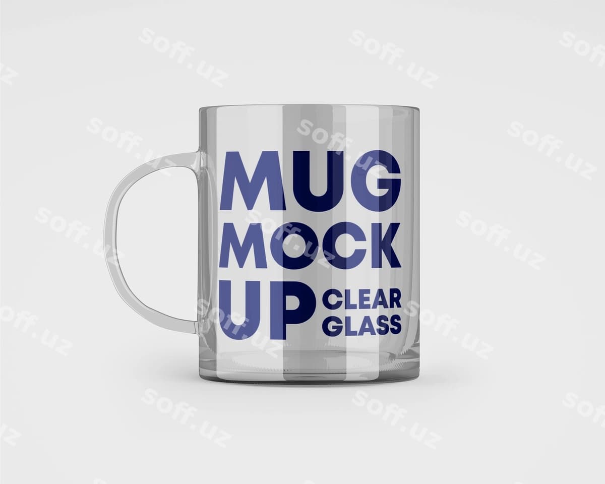 Yaltiroq shaffof shisha krujka maketi | Glossy clear glass mug mockup