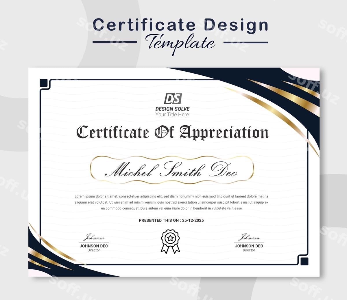 Gradient oltin hashamatli sertifikat | Gradient golden luxury certificate