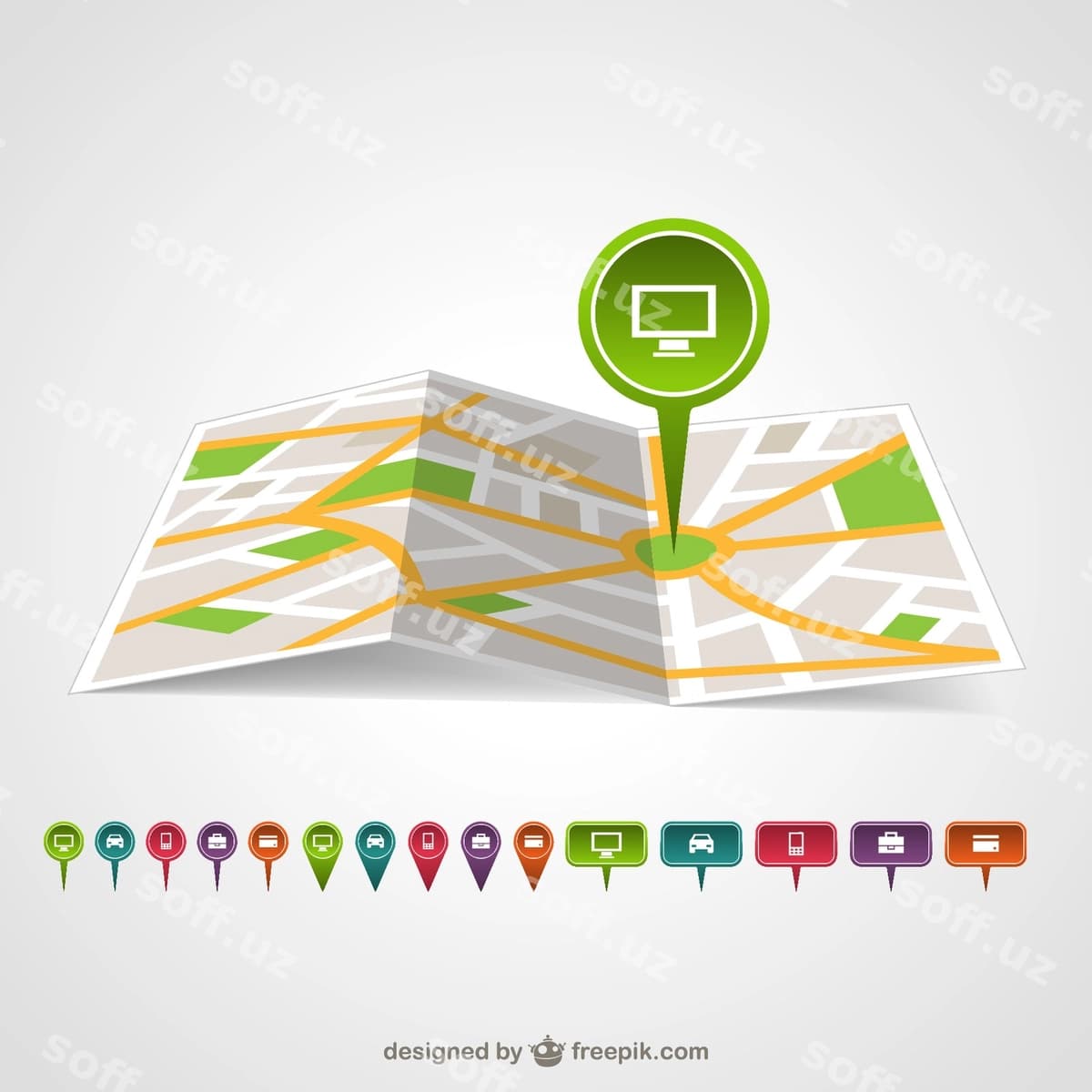 Yashil xarita pin kartasi | Green map pin map