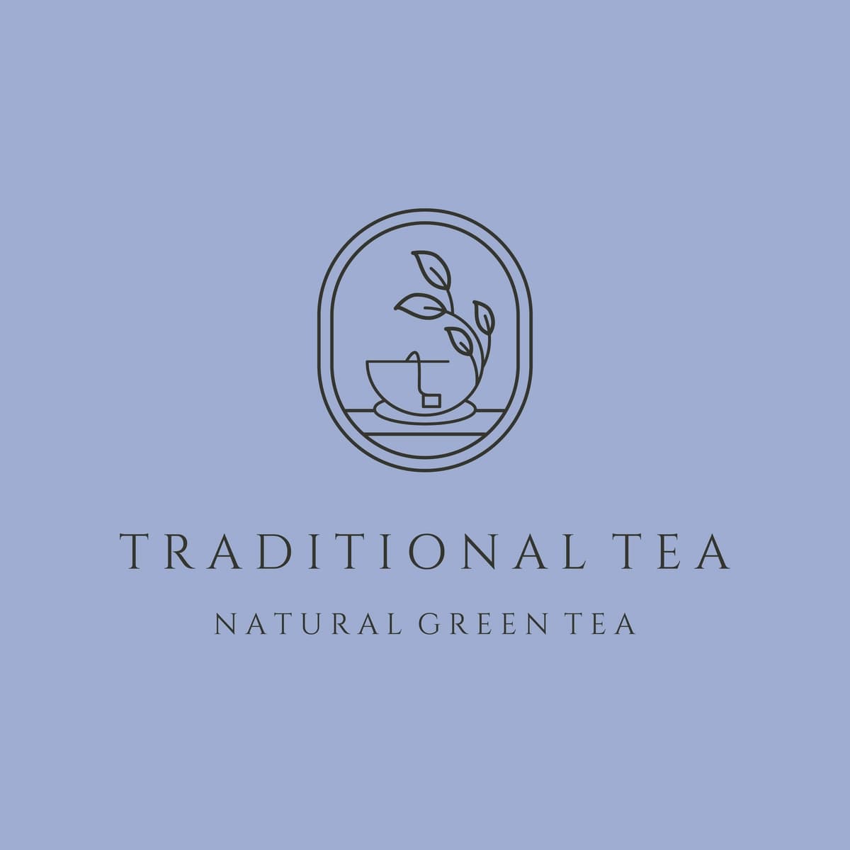 Tabiiy yashil choy chizig'i logotipi vektor belgisi illyustratsiyasi dizayni | Natural green tea line art logo vector symbol illustration design