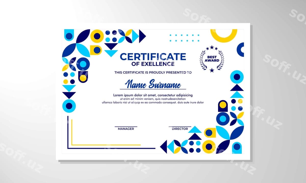 Zamonaviy flat sertifikat dizayn shabloni | Modern flat certificate design template