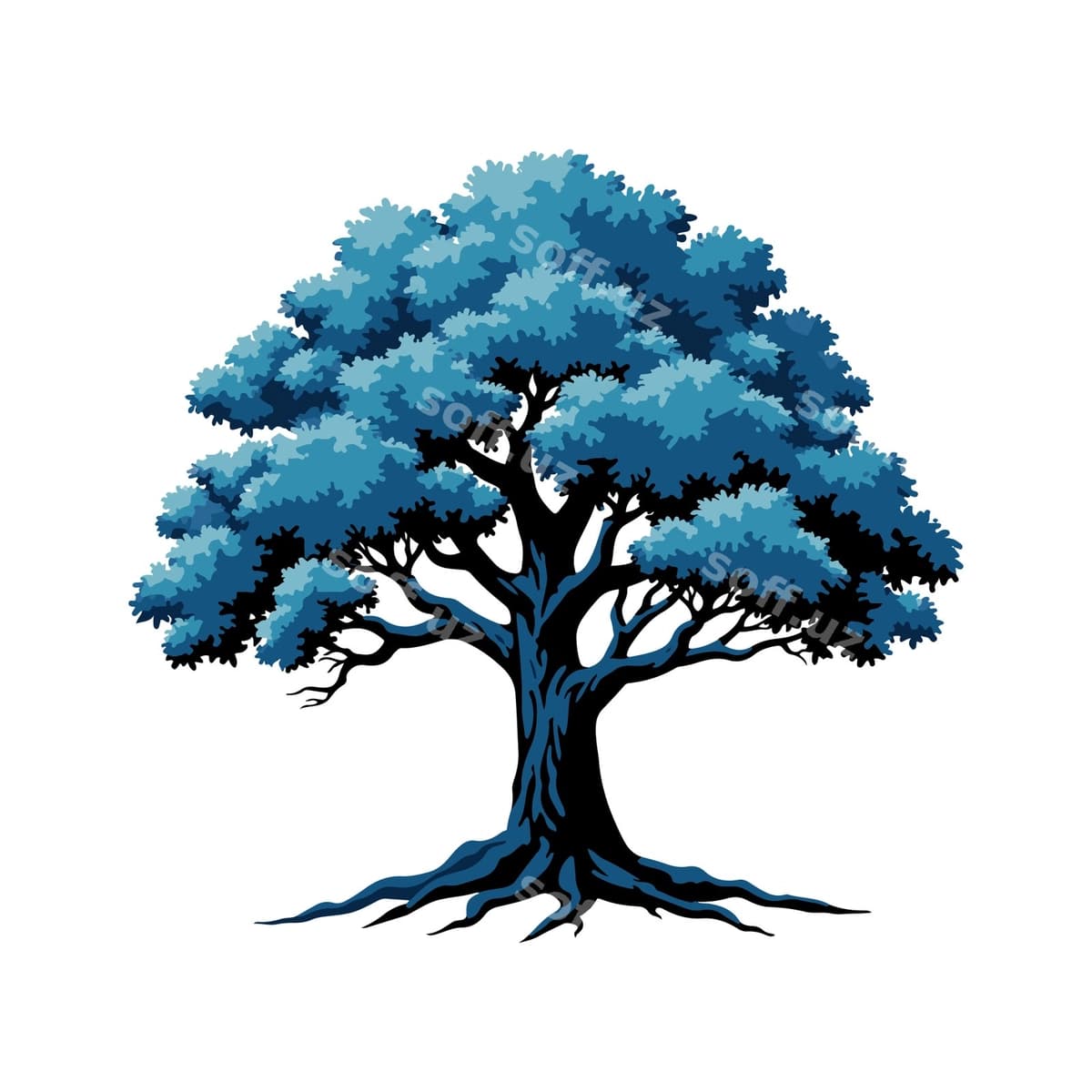 Dremya vektor san'at illustratsiyasi | Oak tree vector art illustration