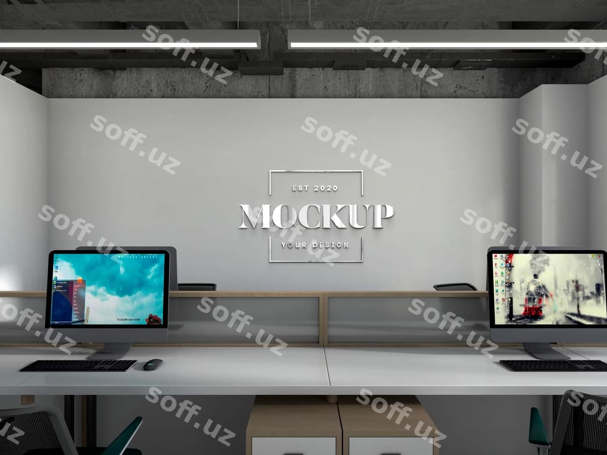 Ofis logotipi devorining maketi | Office logo wall mockup