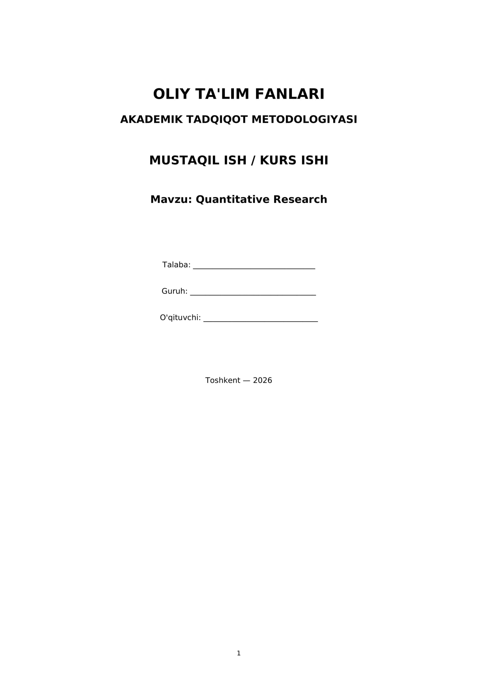 Quantitative Research
