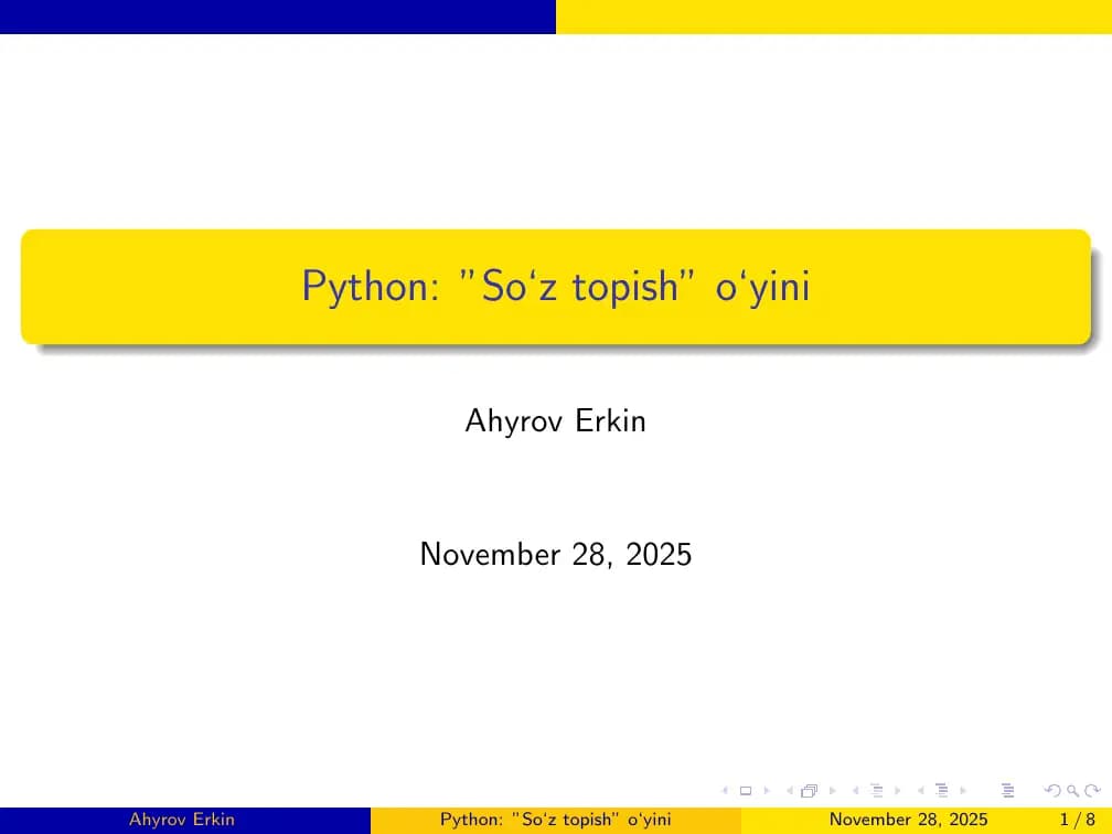 Python: ”So‘z topish” o‘yini