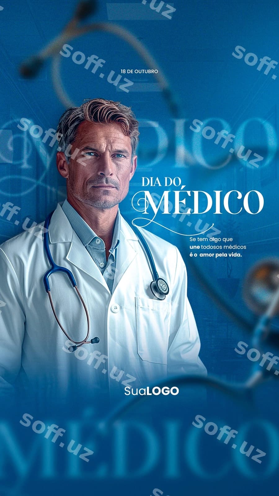 Stetoskop bilan erkak posteri | Poster man with stethoscope it