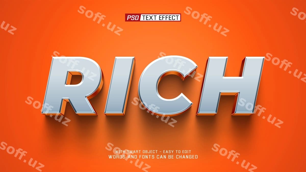 Boying 3d matn effekti | Rich 3d text effect