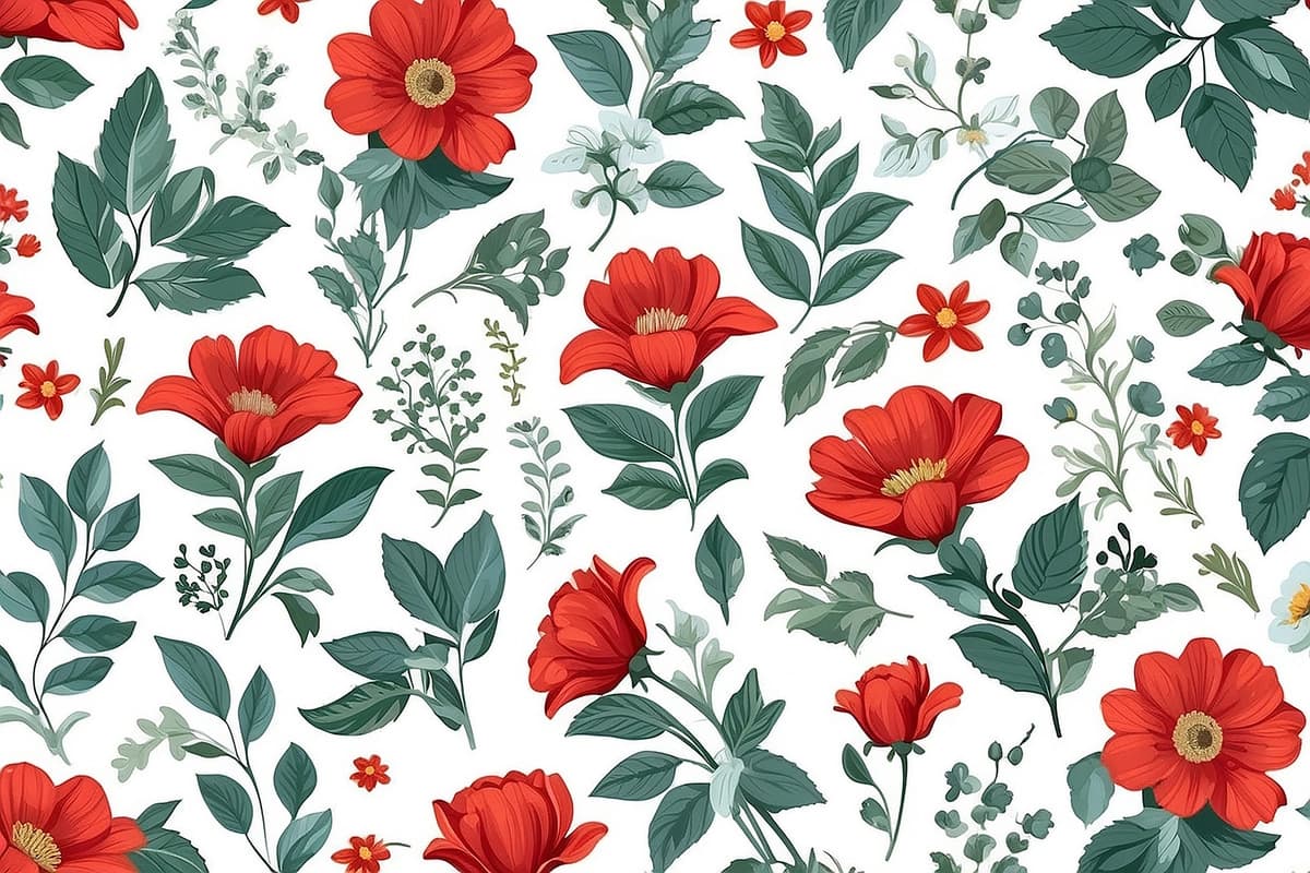 Choksiz gul naqsh oq fon | Seamless flower pattern white background
