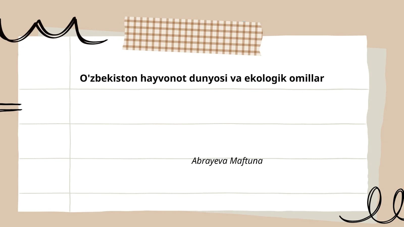 O'zbekiston hayvonot dunyosi va ekologik omillar