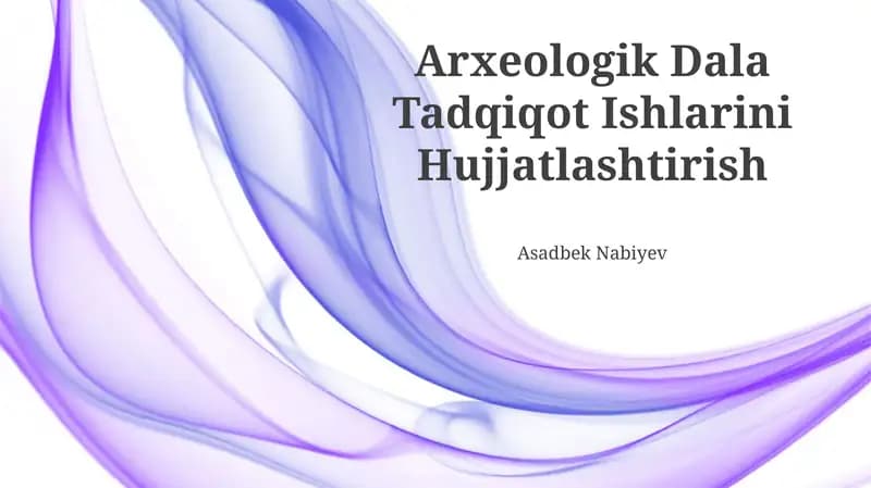 Arxeologik Dala Tadqiqot Ishlarini Hujjatlashtirish