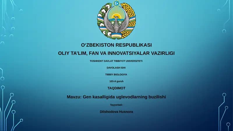 Gen kasalligida uglevodlarning buzilishi