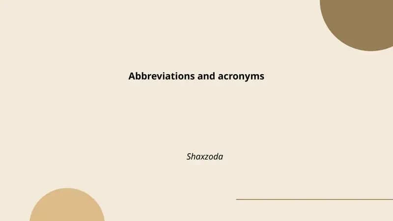 Abbreviations and acronyms