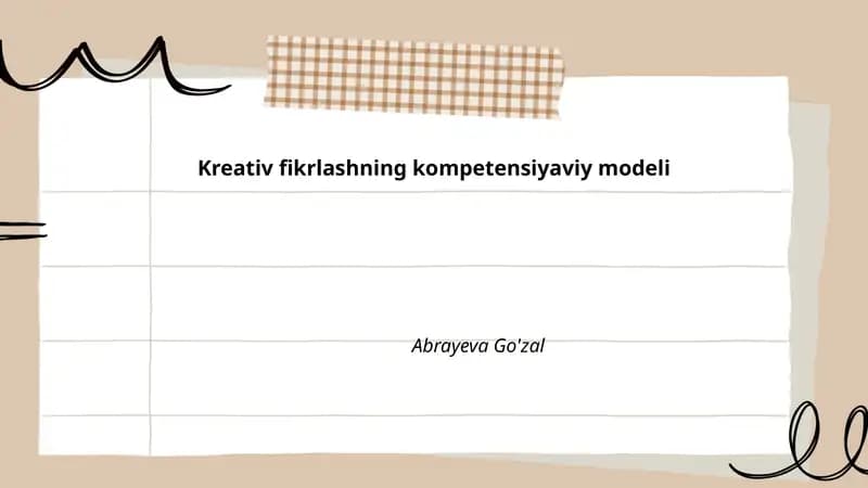 Kreativ fikrlashning kompetensiyaviy modeli