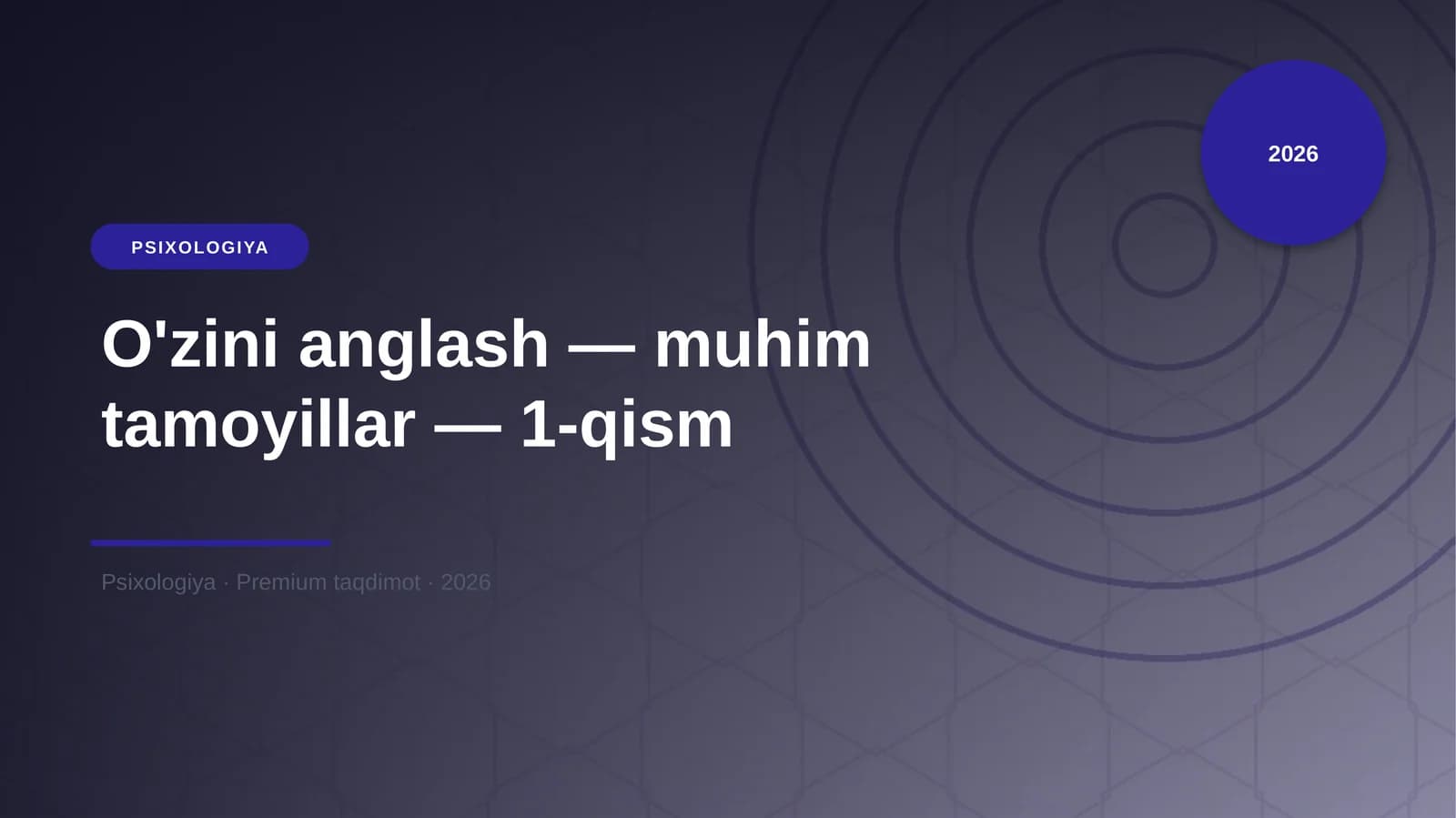 O'zini anglash — muhim tamoyillar — 1-qism