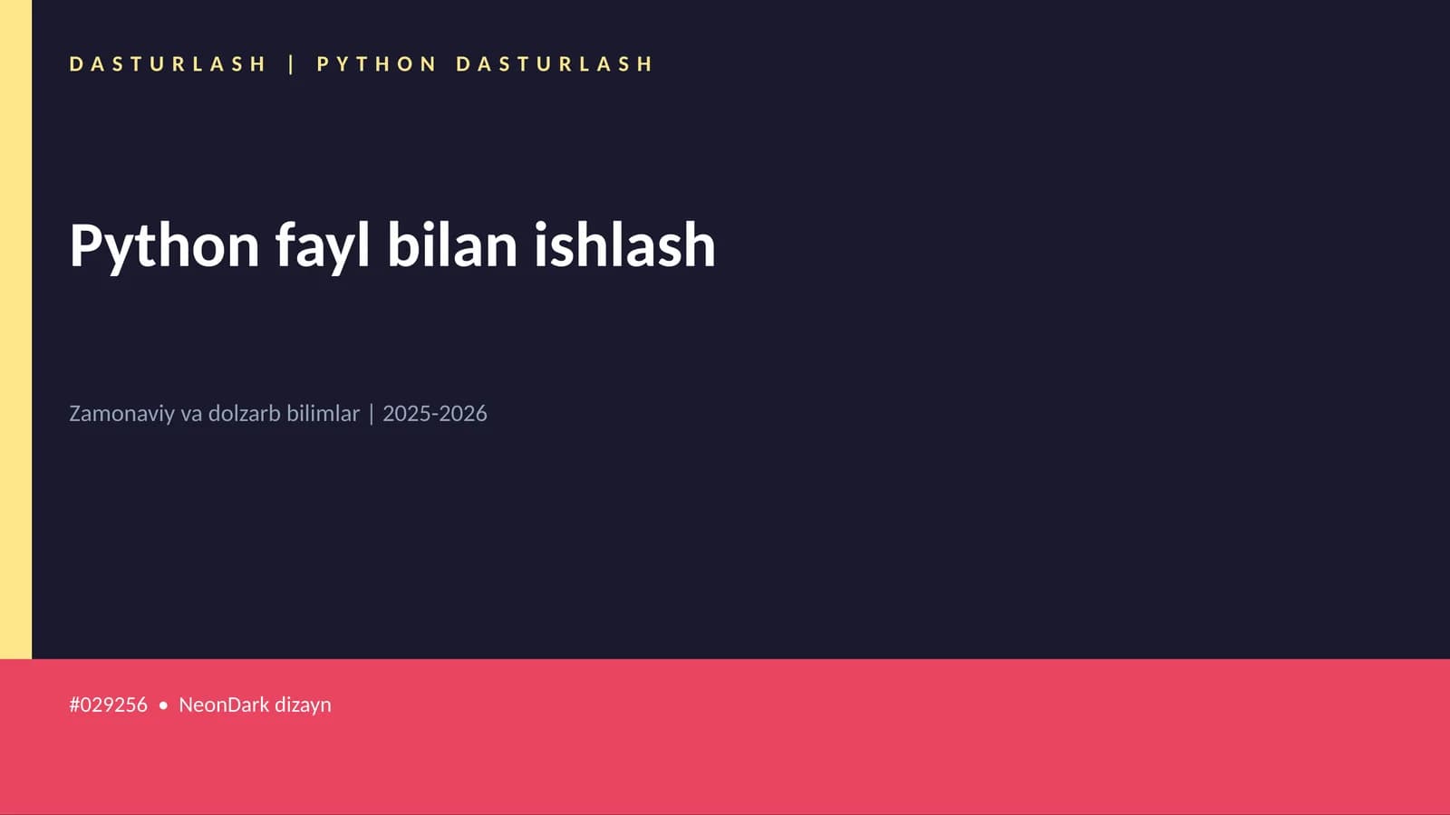 PYTHON DASTURLASH
