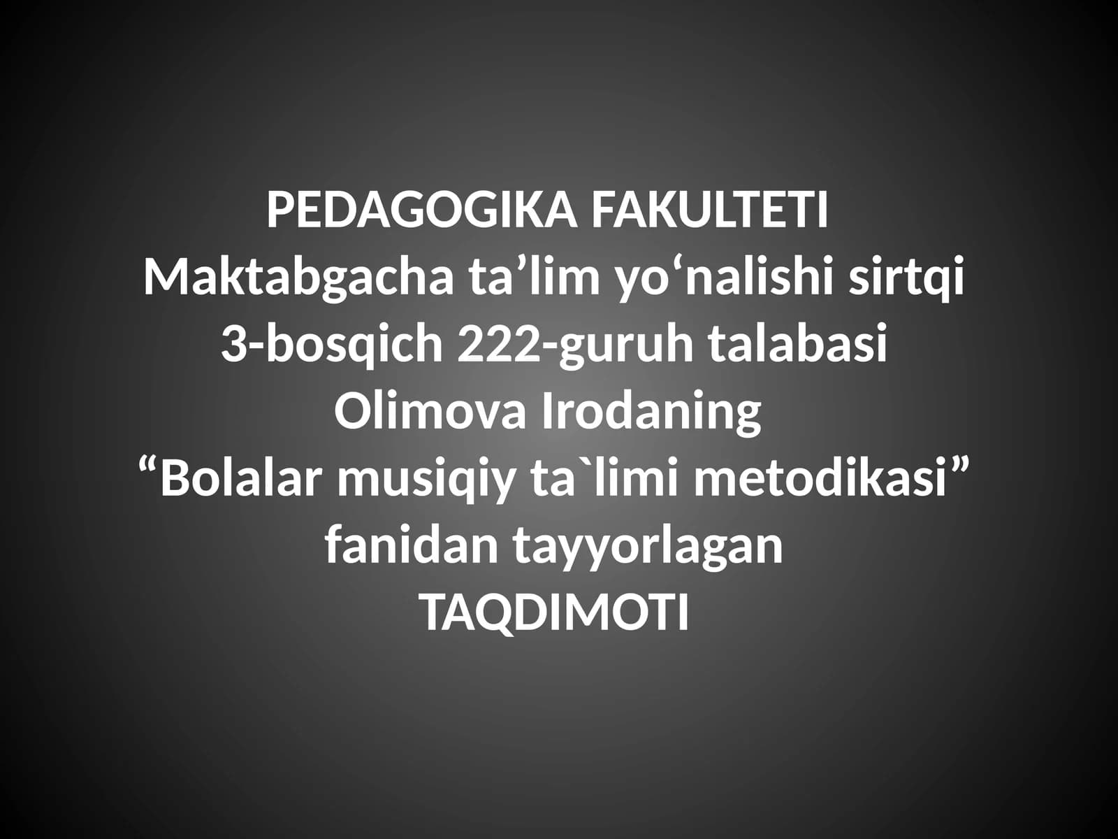 Bolalar musiqiy ta'limi metodikasi
